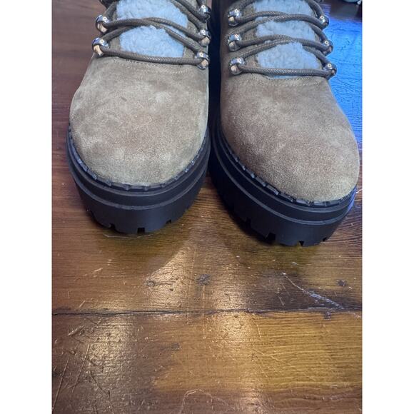 MARC FISHER LTD NAIRY FAUX FUR TRIM HIKING BOOTS IN BROWN NEW WOMEN'S SIZE 9 - Picture 13 of 16